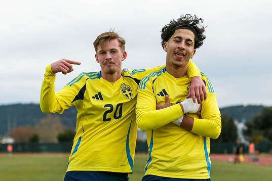 Emilijan Andersson and Rayan Bardghji of Sweden celebrate