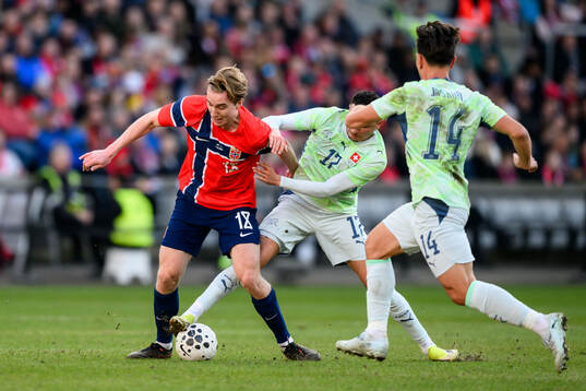 Kristian Thorstvedt of Norway and Ruben Vargas of