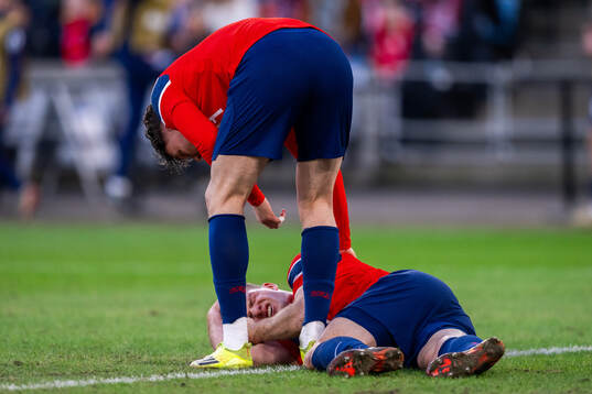 Alexander Sørloth of Norway is injured