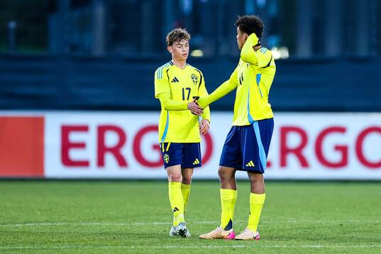 Fred Bozicevic and Sion Oppong of Sweden look dejected