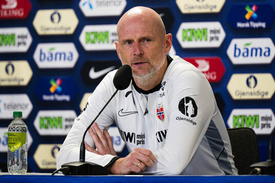 Head coach Ståle Solbakken of Norway at a press conference
