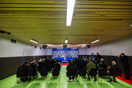 Head coach Ståle Solbakken of Norway at a press conference