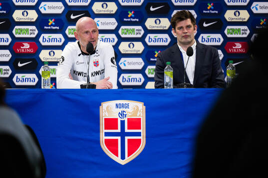 Head coach Ståle Solbakken of Norway at a press conference
