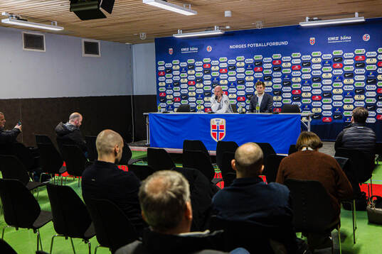 Head coach Ståle Solbakken of Norway at a press conference