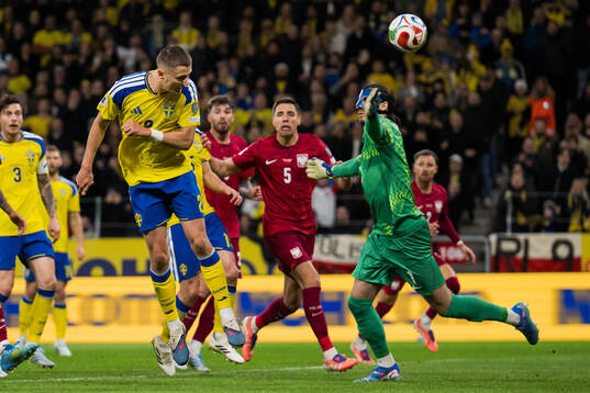 Gustaf Lagerbielke of Sweden scores the 2-1 goal against