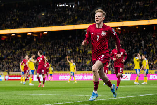 Karol Swiderski of Poland celebrates the 2-2 goal