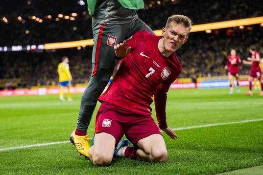 Karol Swiderski of Poland celebrates the 2-2 goal