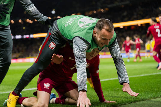 Karol Swiderski of Poland celebrates the 2-2 goal
