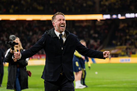 Head coach Graham Potter of Sweden celebrates