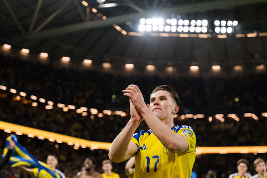 Viktor Gyökeres of Sweden celebrates