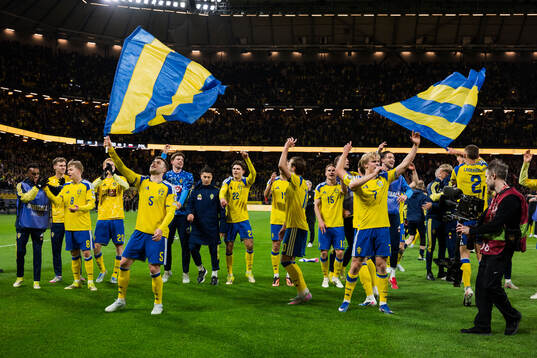 Players of Sweden celebrate