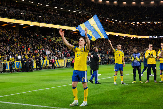 Viktor Gyökeres of Sweden celebrates