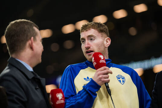 Dejan Kulusevski of Sweden is being interviewed