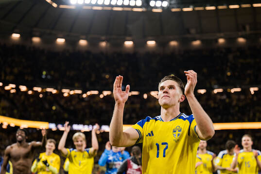 Viktor Gyökeres of Sweden celebrates