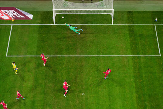 Anthony Elanga of Sweden (not pictured) scores the 1-0 goal