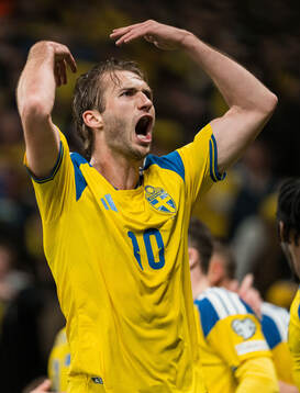 Benjamin Nygren of Sweden celebrate the 2-1 goal