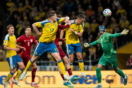 Gustaf Lagerbielke of Sweden scores the 2-1 goal against