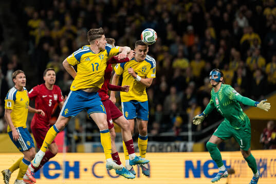 Gustaf Lagerbielke of Sweden scores the 2-1 goal against