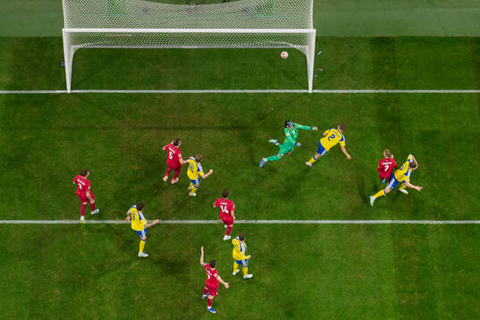 Gustaf Lagerbielke of Sweden scores the 2-1 goal against