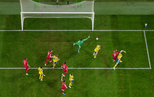 Gustaf Lagerbielke of Sweden scores the 2-1 goal against