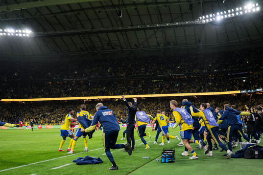 Players of Sweden celebrate