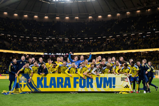Players of Sweden celebrate