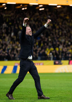 Head coach Graham Potter of Sweden celebrates