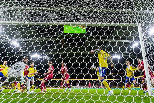 during the FIFA World Cup Qualifier play-off final football