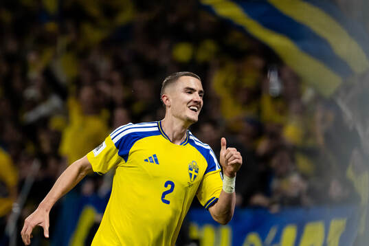 Gustaf Lagerbielke of Sweden celebrates the 2-1 goal