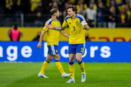 Victor Nilsson Lindelöf of Sweden reacts