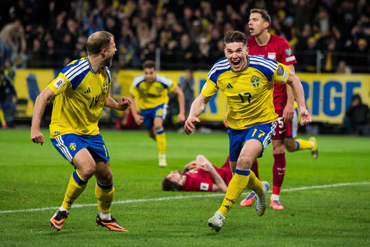Viktor Gyökeres of Sweden celebrates
