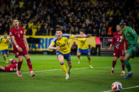 Viktor Gyökeres of Sweden celebrates