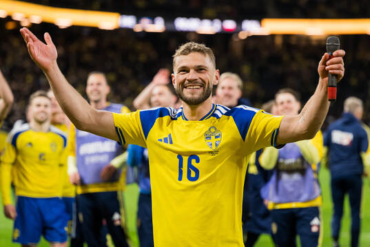 Jesper Karlström of Sweden celebrates