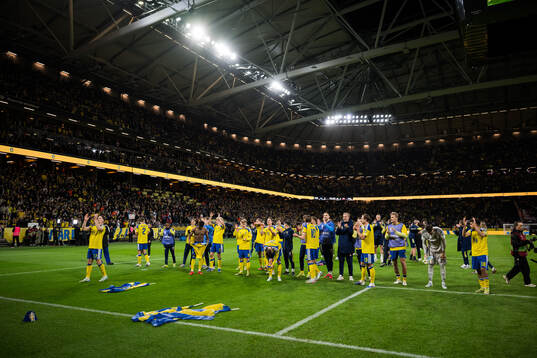 Players of Sweden celebrate