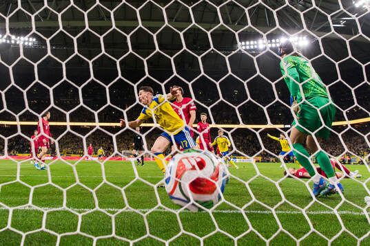 Viktor Gyökeres of Sweden celebrates
