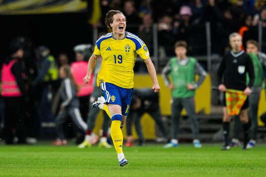 Mattias Svanberg of Sweden celebrates