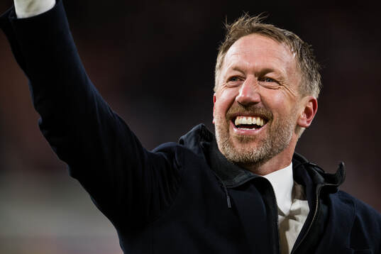 Head coach Graham Potter of Sweden celebrates