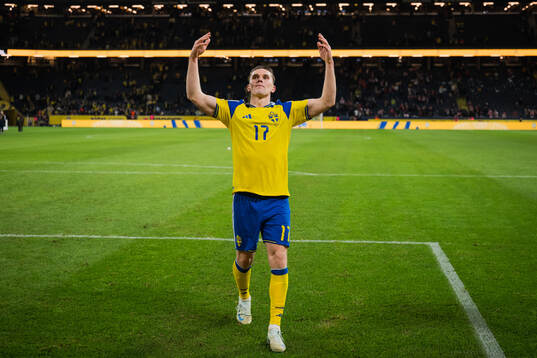 Viktor Gyökeres of Sweden celebrates