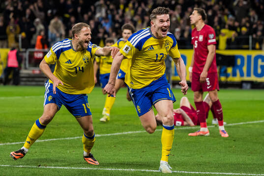 Viktor Gyökeres of Sweden celebrates