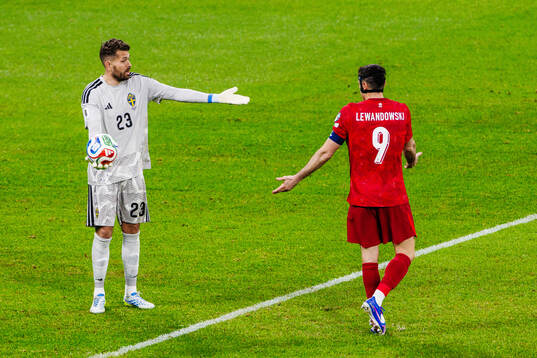 Goalkeeper Kristoffer Nordfeldt of Sweden and Robert