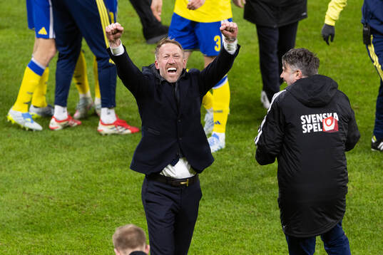 Head coach Graham Potter of Sweden celebrates