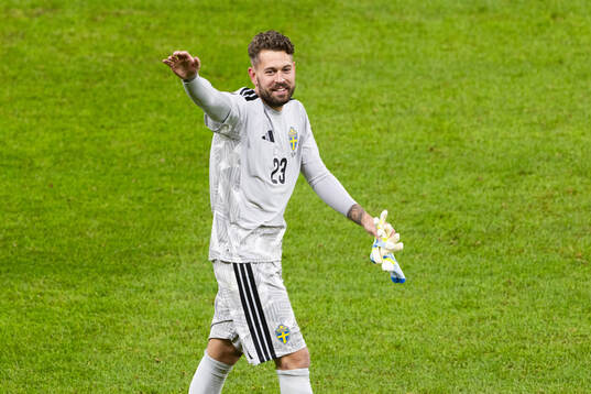 goalkeeper Kristoffer Nordfeldt of Sweden celebrates