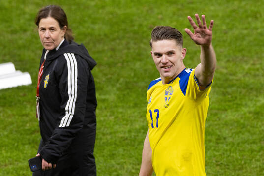 Viktor Gyökeres of Sweden celebrates
