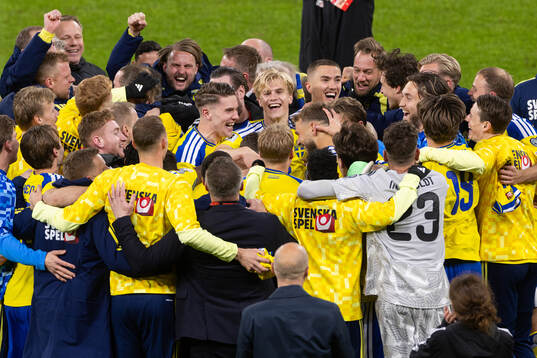 Players of Sweden celebrate