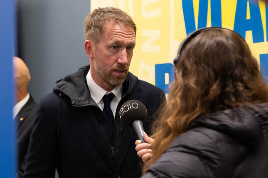 Head coach Graham Potter of Sweden is interviewed