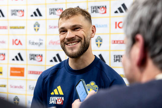 Jesper Karlström of Sweden is being interviewed