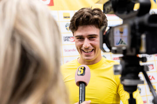 Besfort Zeneli of Sweden is being interviewed