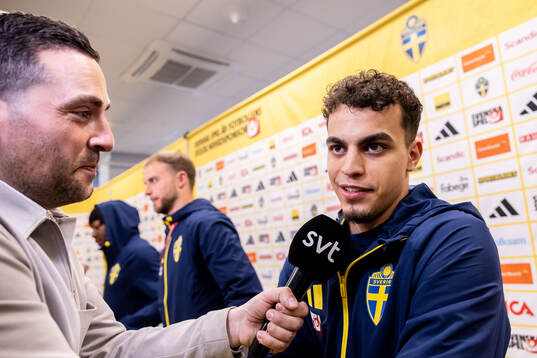 Yasin Ayari of Sweden is being interviewed