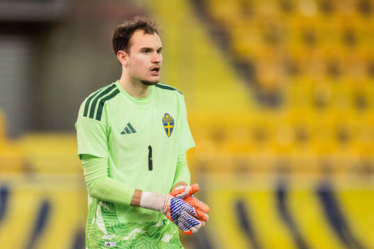 Goalkeeper Elis Bishesari of Sweden