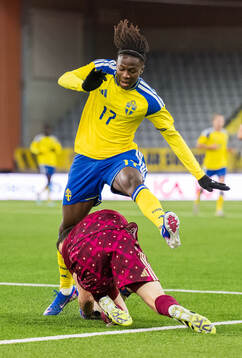 Goalkeeper Lorenzo Palmisani of Italy and Alieu Njie of